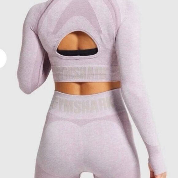 NWOT Gymshark Flex Seamless Crop Top & Shorts Set Purple Marl Women’s Size XS - Picture 2 of 9